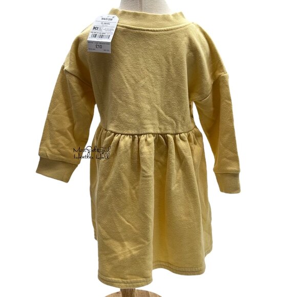 Next NWT 12-18 Months Yellow with Embroidered Flower Babydoll Toddler Dress - Picture 3 of 7